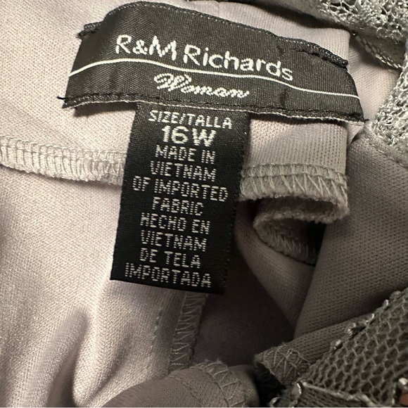 R & M Richards Sequin Lacey Silver Gown - Picture 8 of 9